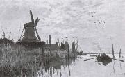 Claude Monet Windmills near Zaandam painting